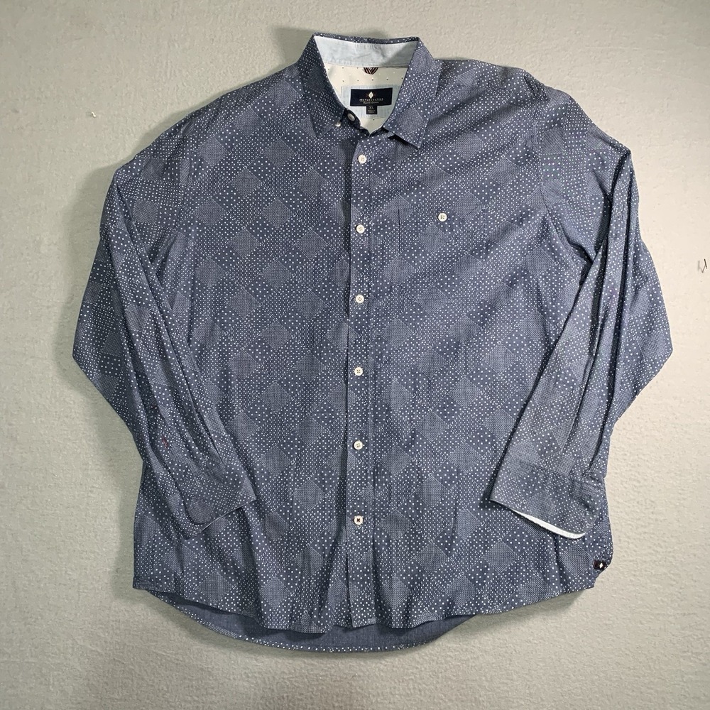 Argyleculture Russell Simmons Sz XL Button Down Shirt Hankerchief‎ Cotton Casual